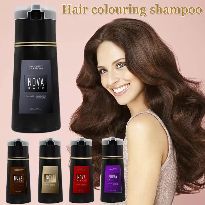 3-in-1 hair dye shampoo for fast white to black transformation with natural ingredients
