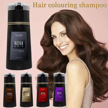 3-in-1 hair dye shampoo for fast white to black transformation with natural ingredients