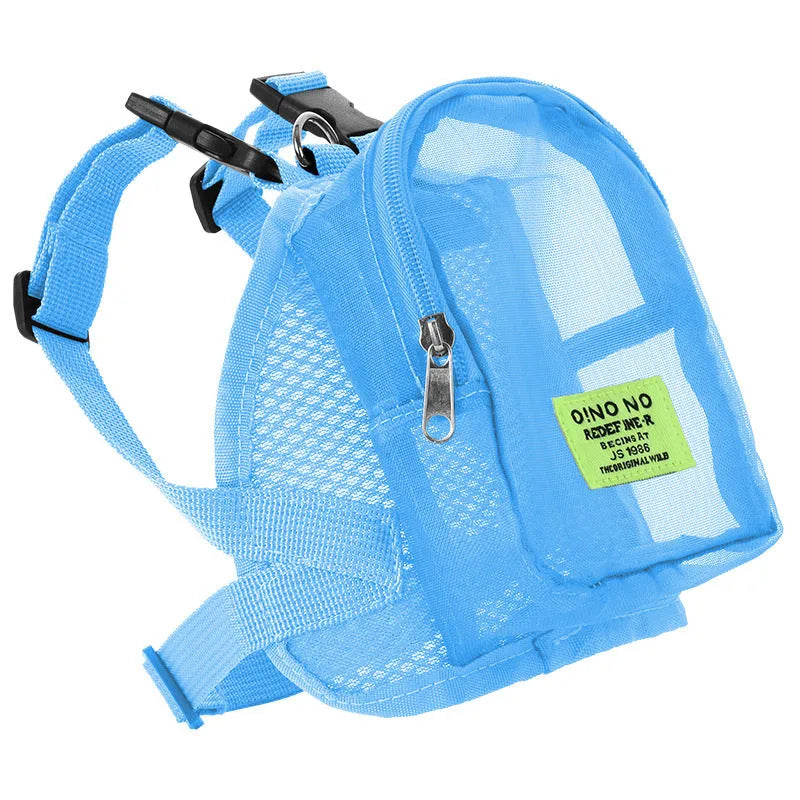 Solid colour polyester canvas dog carrier backpack for small pets.