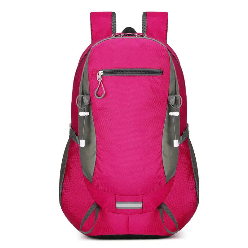 Nylon waterproof light travel backpack with air cushion belt, 32x17x52cm, unisex, solid colour, grey