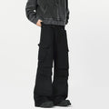 Men's straight-leg trousers in retro high street style with high waist and button-fly opening