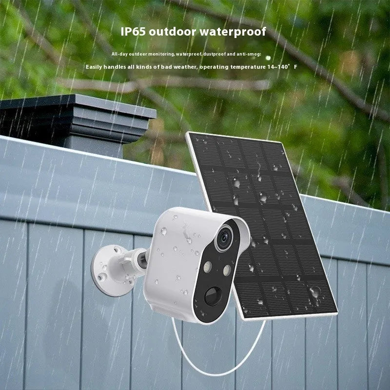 Household 4G wireless monitoring camera with plastic housing and solar panel option for outdoor use