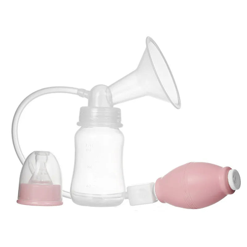 Silicone hand-kneaded manual breast pump in pink and blue for mothers