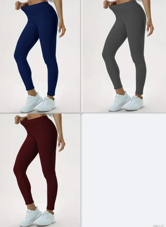 Women's high-waisted yoga pants in stylish colors and sizes for a flattering, comfortable fitness look.