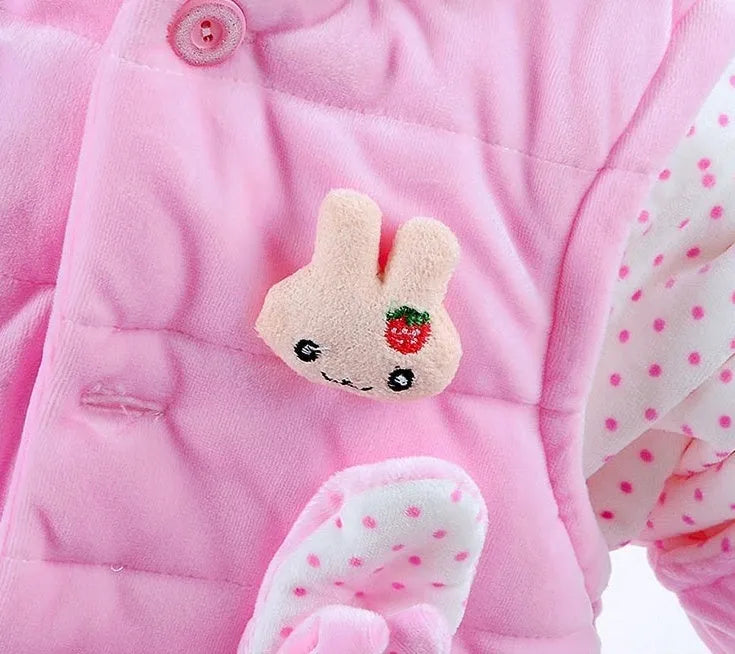Baby girls autumn winter three-piece clothing set with jacket, pants, and vest in flannel cotton
