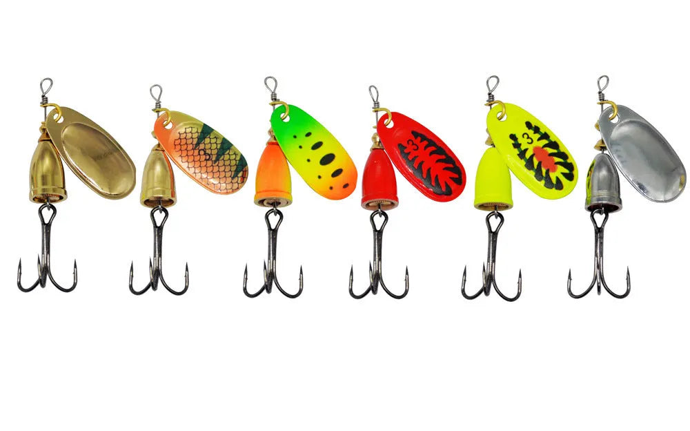 R composite rotating sequins copper bell fishing lure in multiple colour options including gold, silver, and rose gold