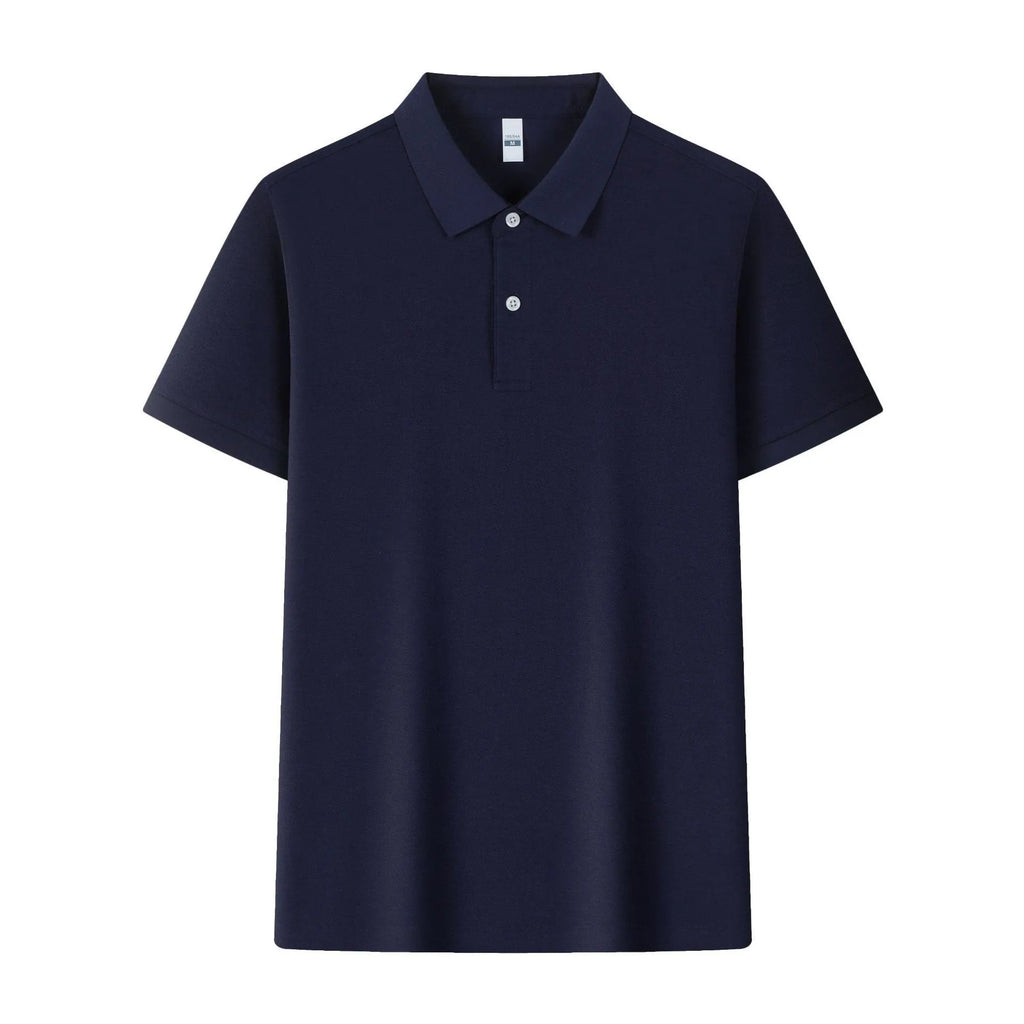 Ice silk cotton polo shirt with asymmetric lapel detail in light business style for summer wear
