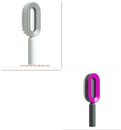 3D Air Cushion Hair Brush in elegant white, showcasing wide comb teeth and ergonomic handle