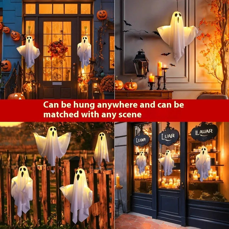 Halloween ghost light with luminous screaming ghost design in orange and white colours