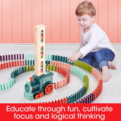 Automatic Domino Building Blocks Train Toy with colorful dominoes and motorized train mechanism