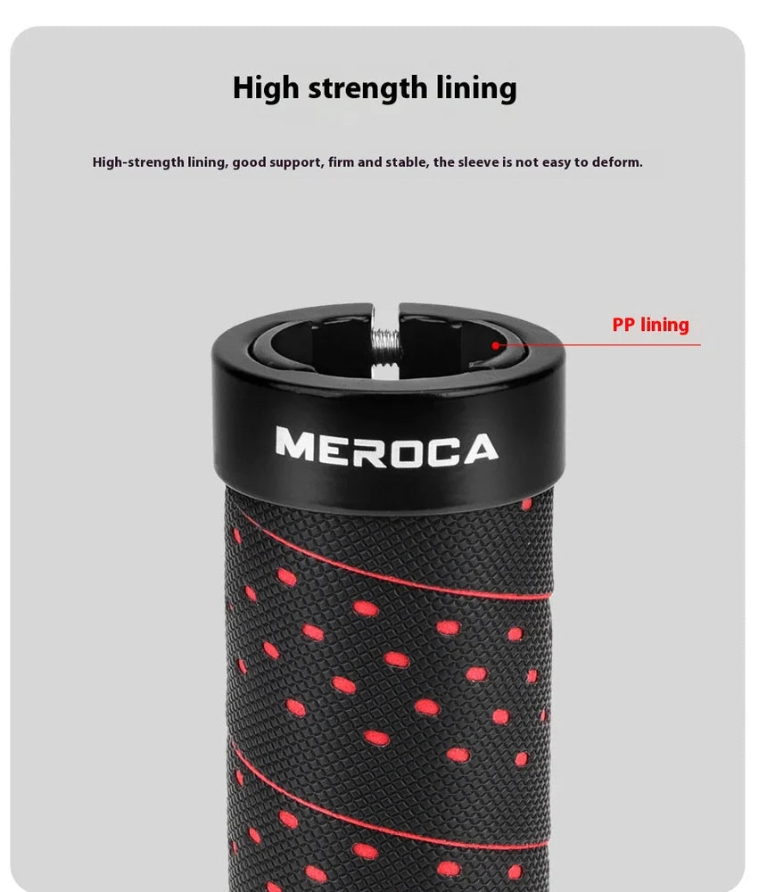 Lockable bicycle handlebar covers with anti-slip winding pattern in black-red colour combination