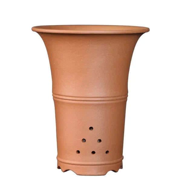 Large-diameter purple clay orchid pot in classic ceramic finish, suitable for clivia and succulents, available in fruit green and jujube red colours