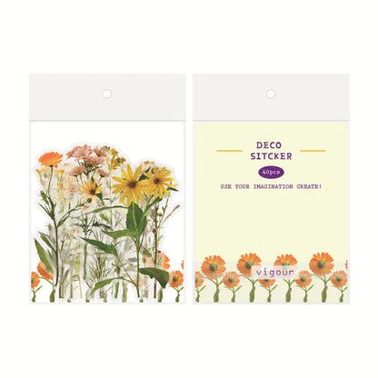 Retro flower and mushroom DIY stickers in various colours for creative projects