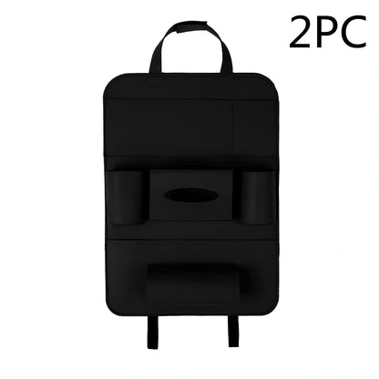 Car backseat organiser with multiple pockets measuring 40x55cm in wool felt material