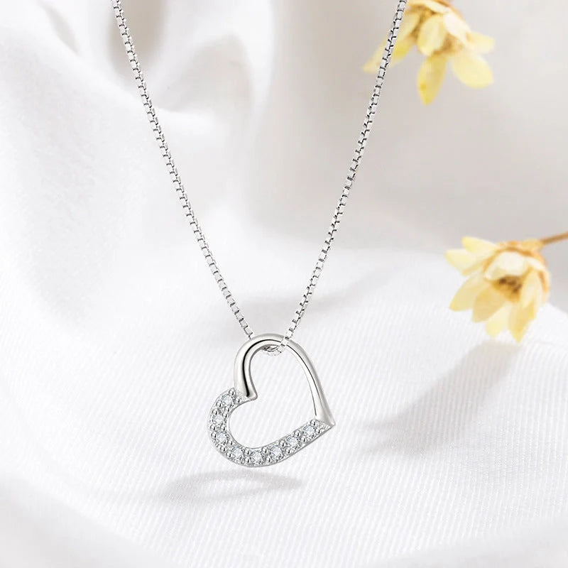 S925 sterling silver love heart pendant necklace in gold colour