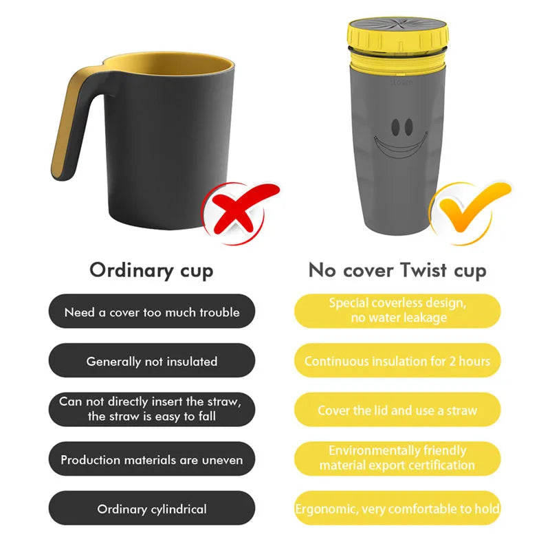 Cartoon pattern double-wall insulation travel tumbler with twist-top silicone seal and straw