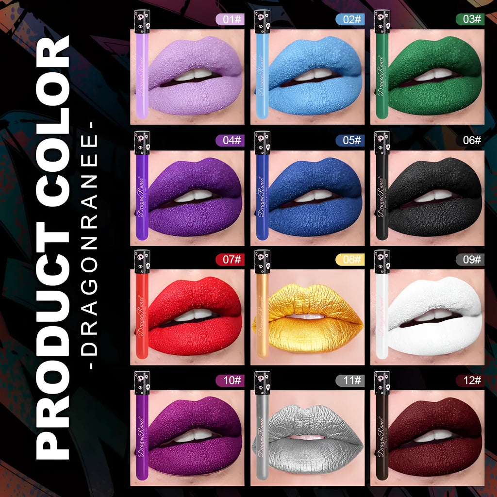 DR160 test tube skull lip gloss in matte gold and silver shades for Halloween makeup