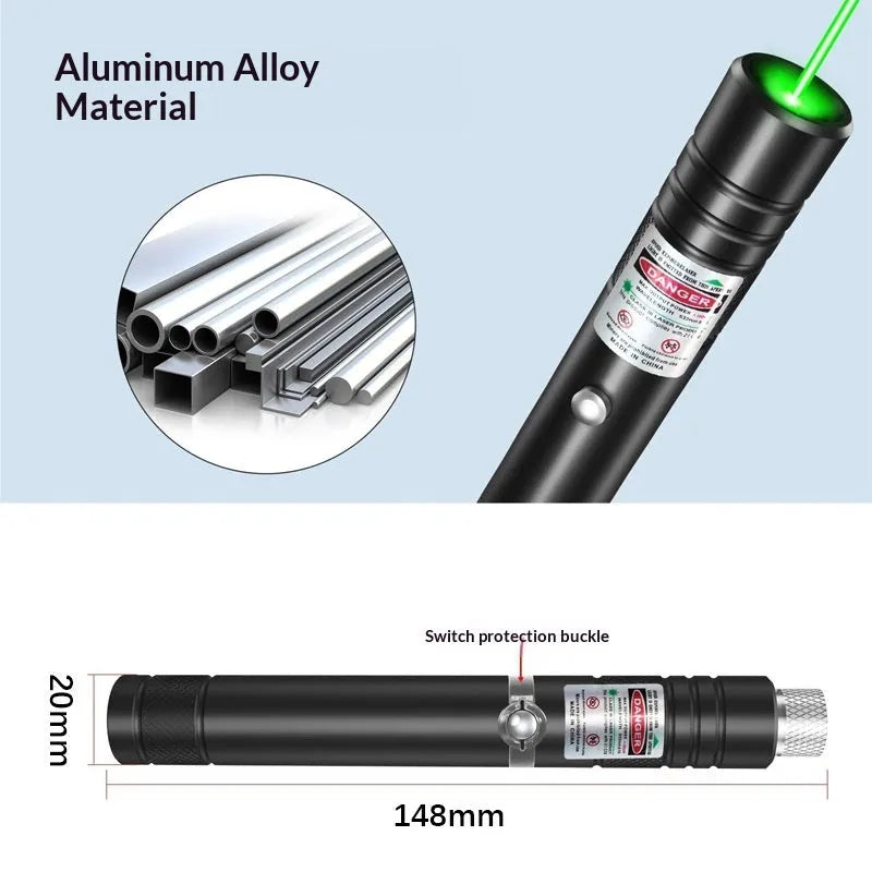 USB-charging cat laser pointer black aluminium alloy with green light and starry-sky rotating head