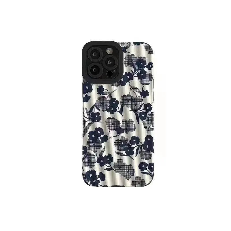Chinese style silicone iPhone case with geometric metal stamping pattern and wavy texture surface
