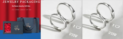 S925 Sterling Silver Love Pattern Rings for couples with adjustable opening