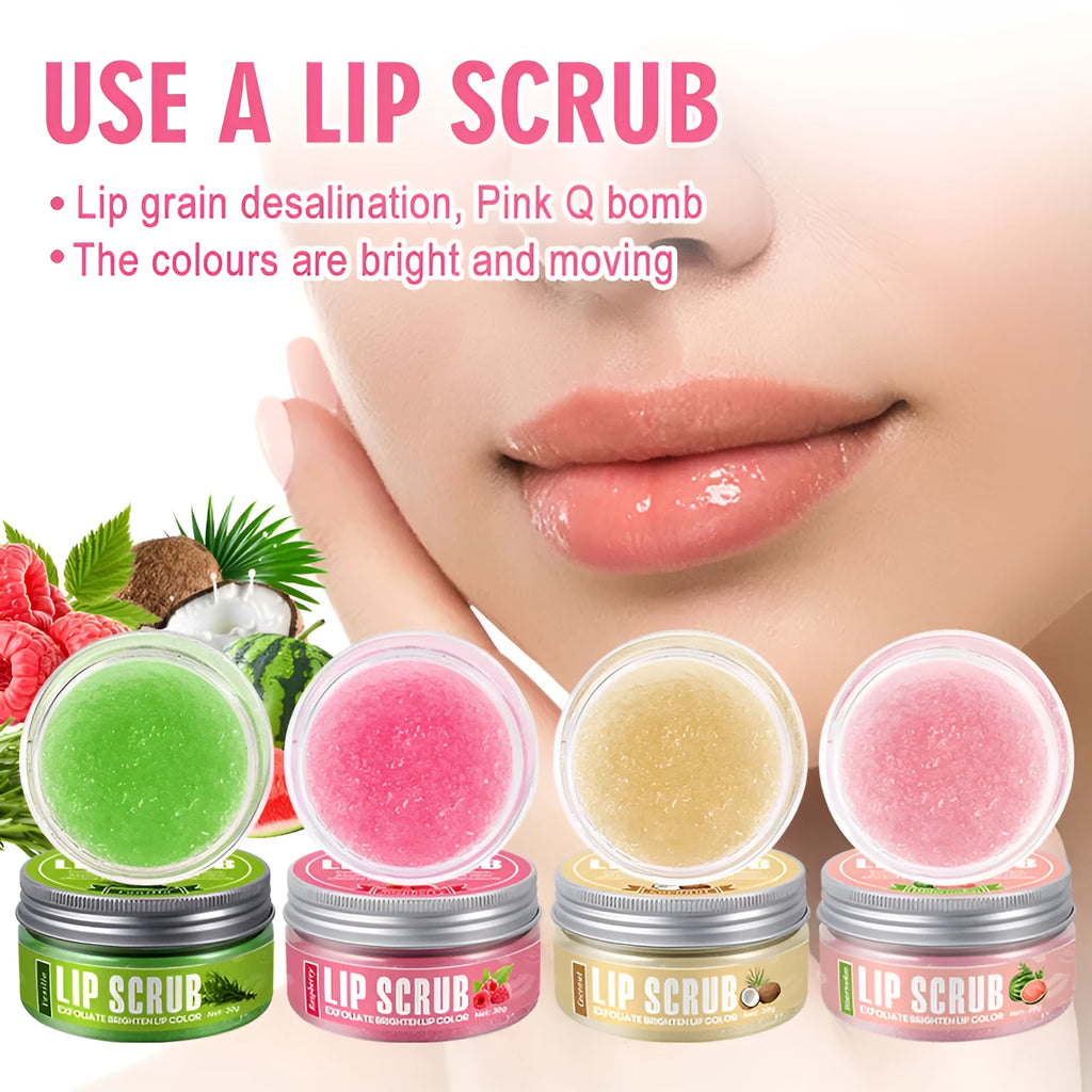 Amatoni lip scrub cream tube in fruit flavours for exfoliating and moisturising dry lips