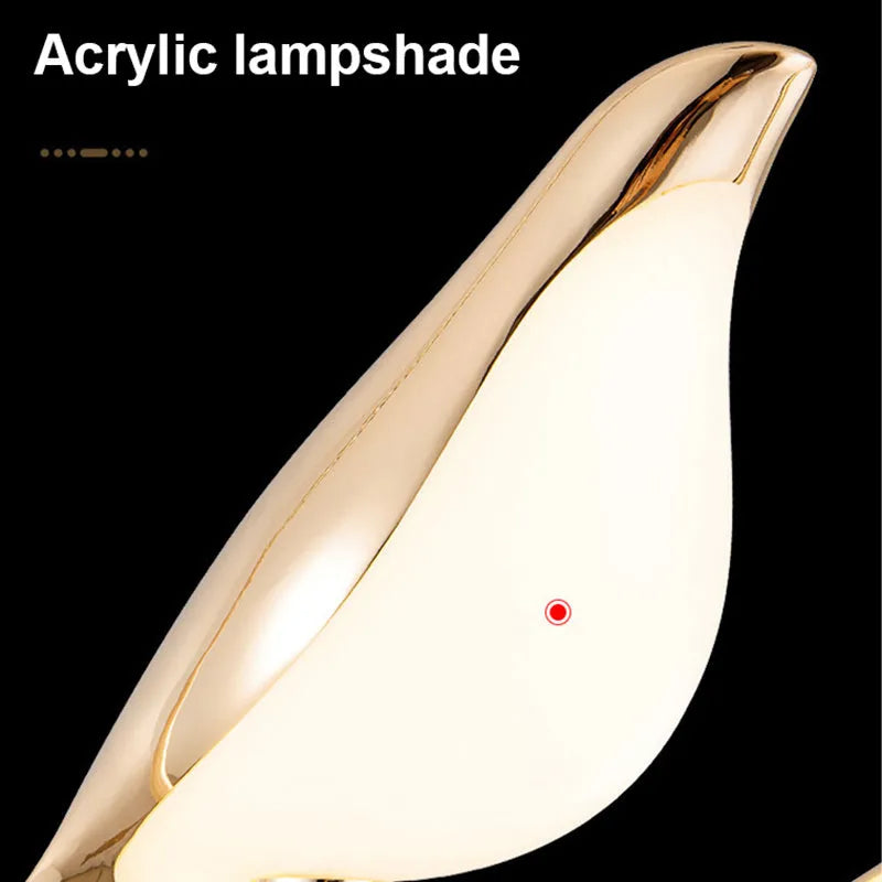 Modern minimalist magpie bird silhouette chandelier with zinc alloy and acrylic construction