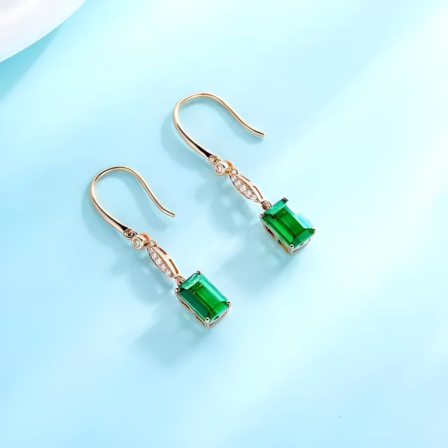 Green square copper earrings for women geometric fashion OL style