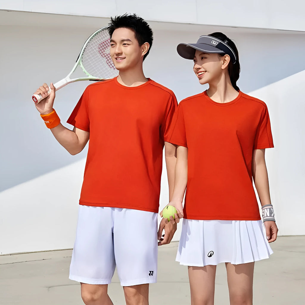 Difu solid colour polyester t-shirt in Ivory White, slim fit pullover, short sleeves, for sports meetings
