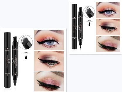 Double-headed wing seal eyeliner with quick-drying carbon black formula for precise application