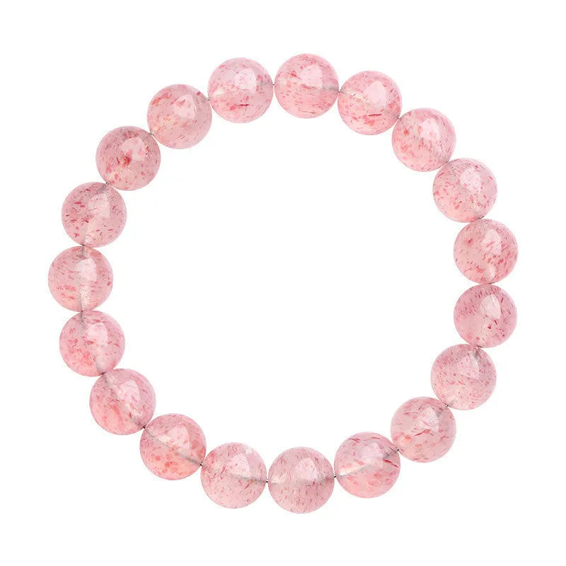 Natural strawberry quartz bracelet with white water crystal beads measuring 10-10.8mm