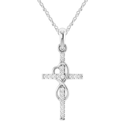 Alloy diamond eight-character cross necklace in gold, silver, and rose gold with adjustable length