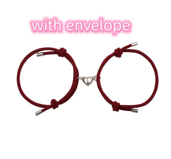 Simple Nylon Love Magnetic Bracelet in various colours, adjustable for 14-26cm wrists