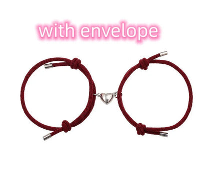 Simple Nylon Love Magnetic Bracelet in various colours, adjustable for 14-26cm wrists