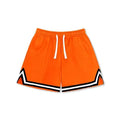 Men's loose-fit polyester summer shorts in multiple colours on a size chart