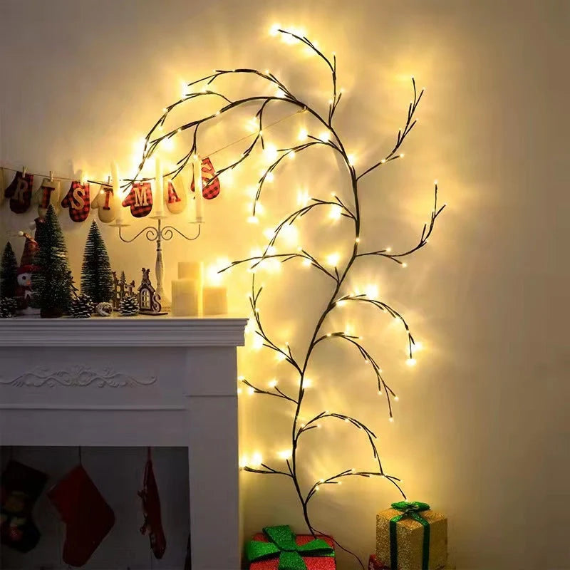 Flexible DIY Willow Vine Branch LED Light with warm white glow for festive decor