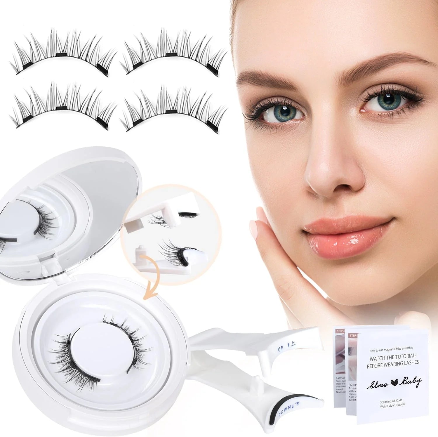 Magnetic suction false eyelashes in class Mink hair for a natural, effortless look