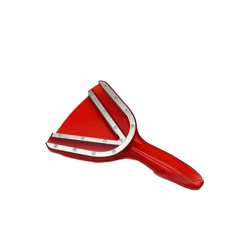 Adjustable telescopic can opener and bottle opener with non-slip red handle on a white background.