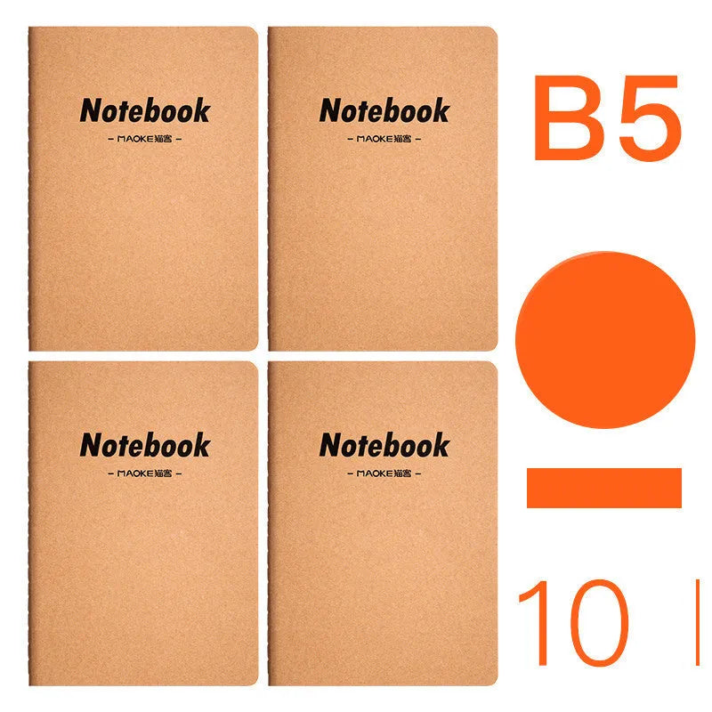Set of 10 thread-bound A5 notebooks with kraft paper covers showing bear and sakura designs