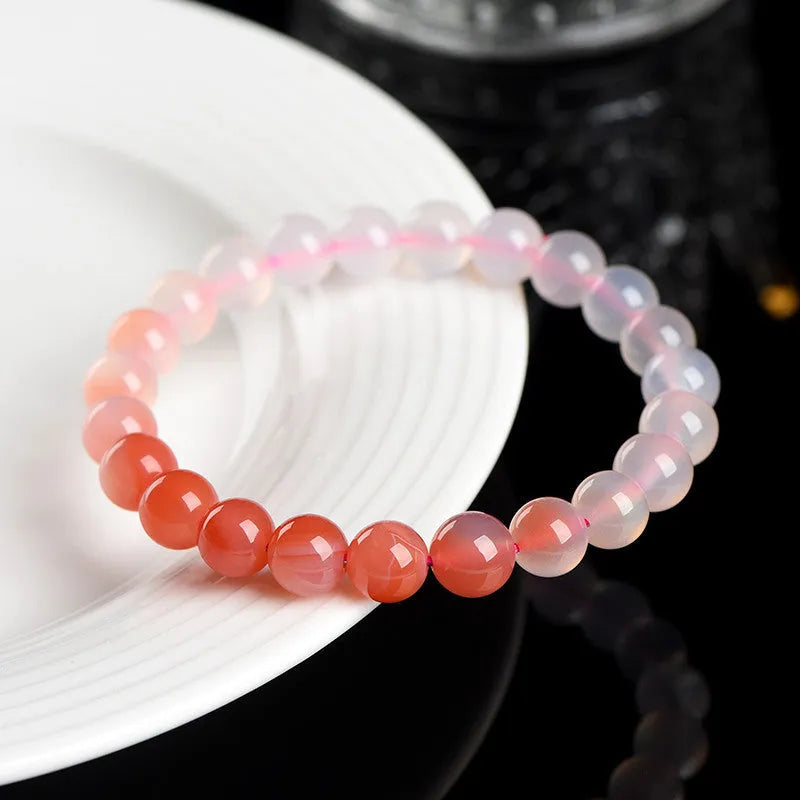 Natural Yanyuan Agate bracelet showing gradient salt source colour on geometric beads.