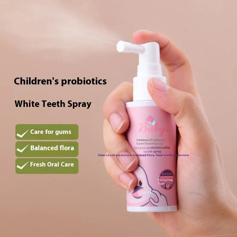 Children's probiotic anticavity oral spray in strawberry and orange flavours, 40ml bottle