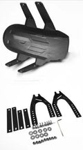 Motorcycle Horizon universal rear mudguard in black suit finish on a dark background
