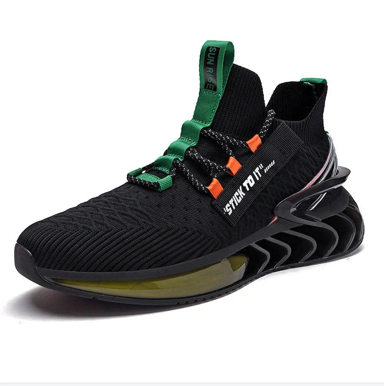 Blade men's woven mesh sports shoes with EVA sole in black, blue, or orange colours