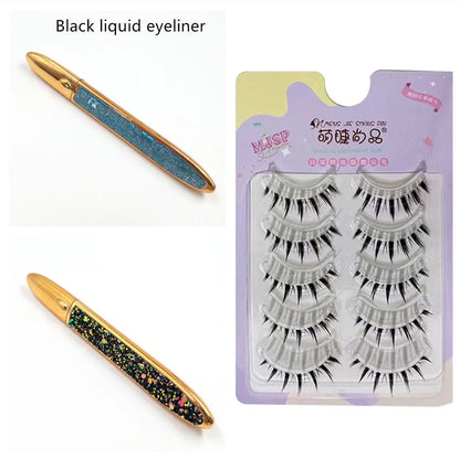 Multicolour self-adhesive false eyelashes with eyeliner for easy application