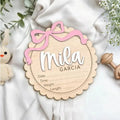Square wooden ornament with custom name text for baby room or party decoration