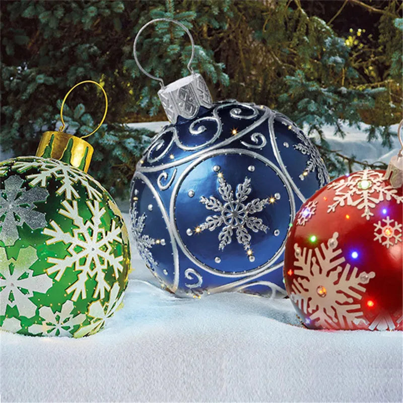 60cm diameter PVC inflatable Christmas decoration ball in multicolour options for outdoor festive displays