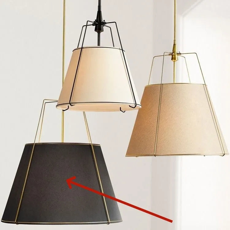 Nordic cloth-craft hanging lamp black diameter 30cm over a modern dining table