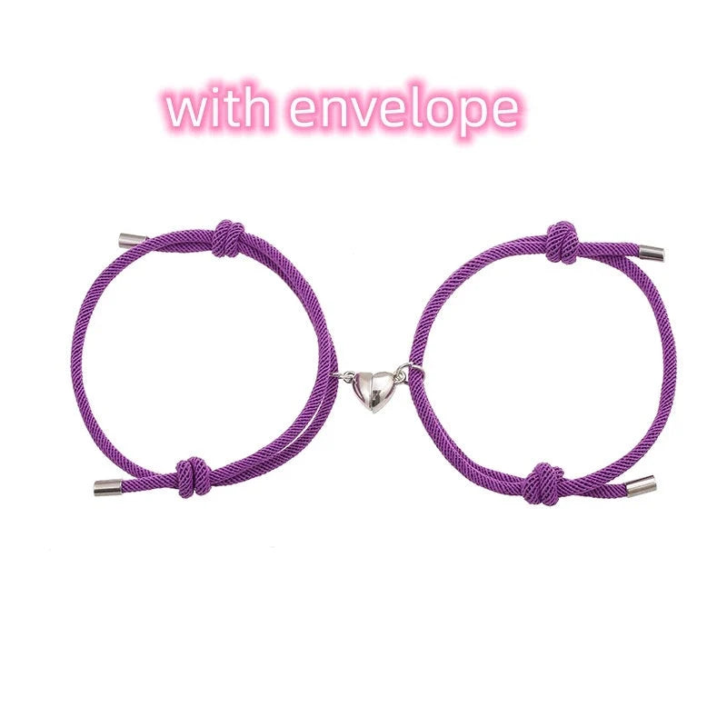 Simple Nylon Love Magnetic Bracelet in various colours, adjustable for 14-26cm wrists