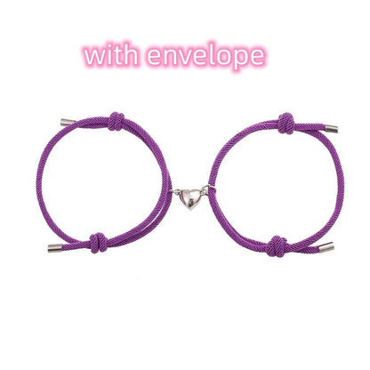 Simple Nylon Love Magnetic Bracelet in various colours, adjustable for 14-26cm wrists