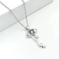 Alloy devil eye necklace with O-ring chain adjustable 51-60cm silver colour