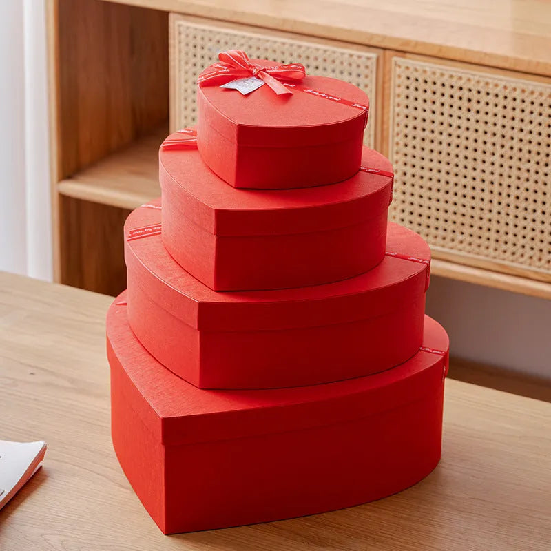 Red love engagement proposal large flower ceremony sense Qixi packing box with greeting card